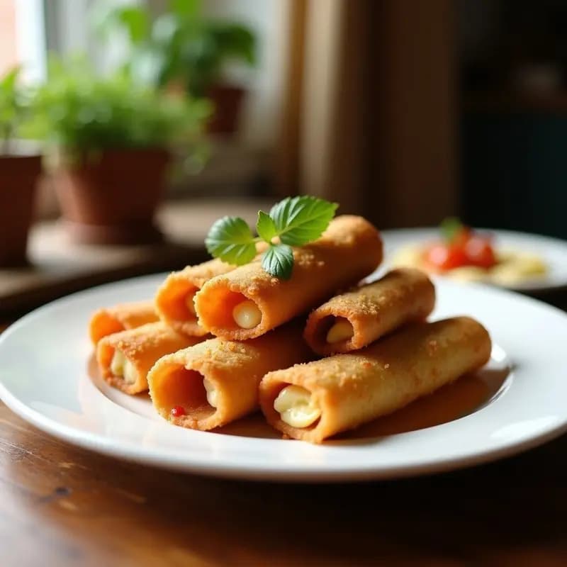 Rollitos de Lechuza Fritos con Relleno de Queso de Cabra y Mermelada de Higo: Entrante Turco Crujiente