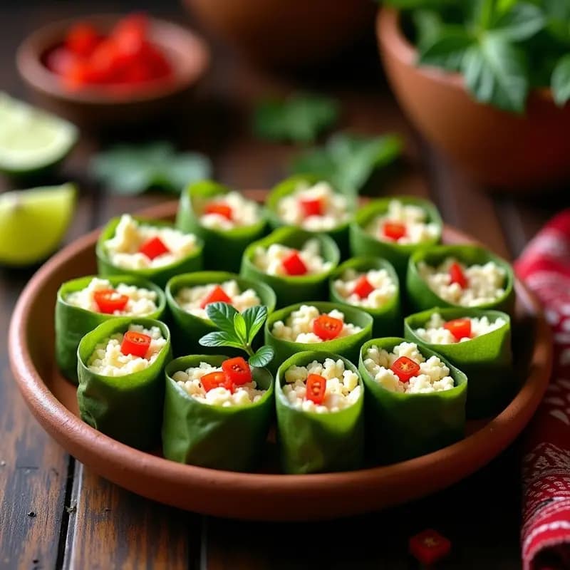 Rollitos de Lechuza Peruana con Queso Fresco y Rocoto: Aperitivo Andino Picante
