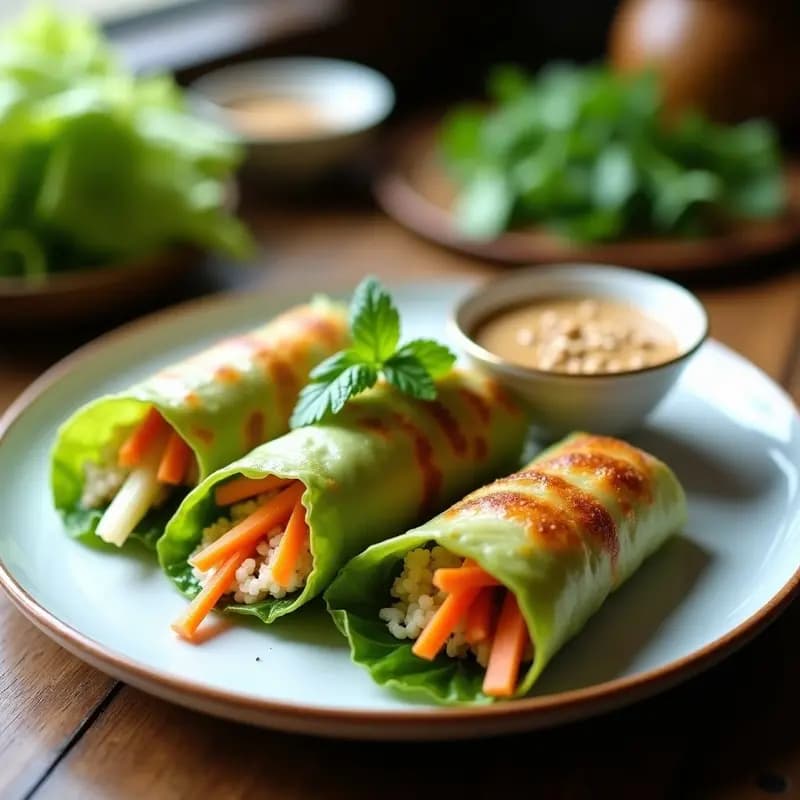 Rollitos de Lechuza Vietnamita con Tofu y Hierbas: Entrante Crujiente y Sin Freír