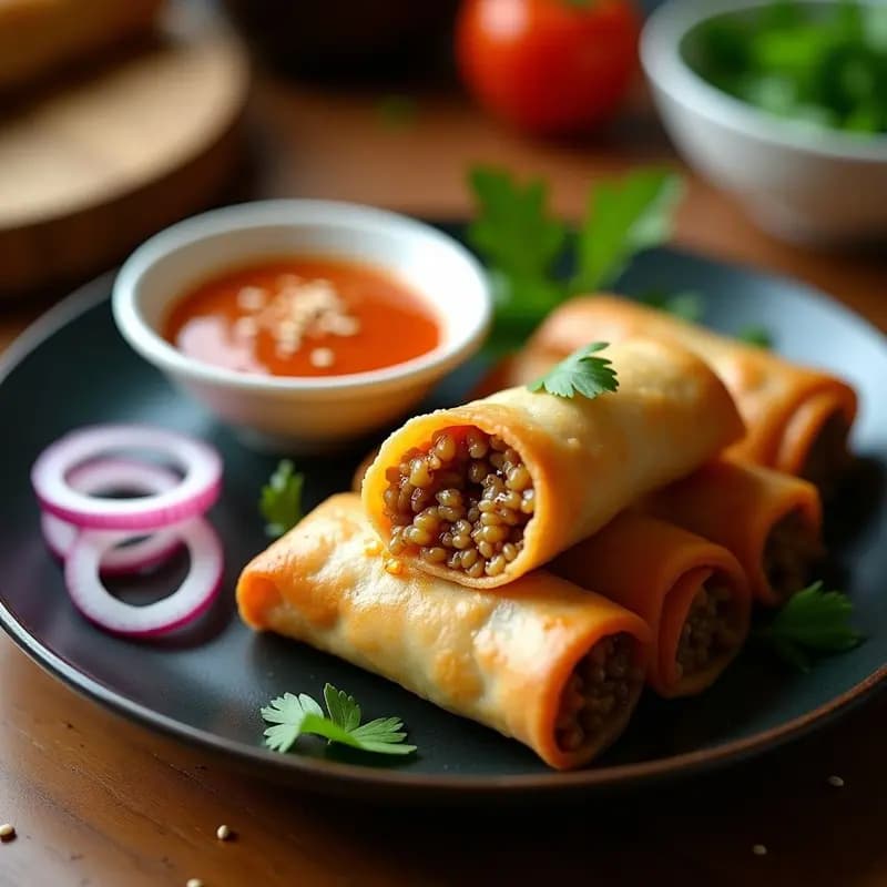 Rollitos de Lentejas y Arroz con Salsa de Tamarindo: Receta Mongola Vegana