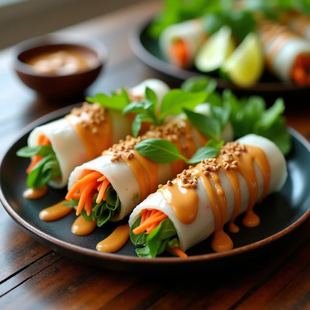 Rollitos de Leto y Zanahoria con Salsa de Cacahuete: Receta Vegana al Estilo Vietnamita
