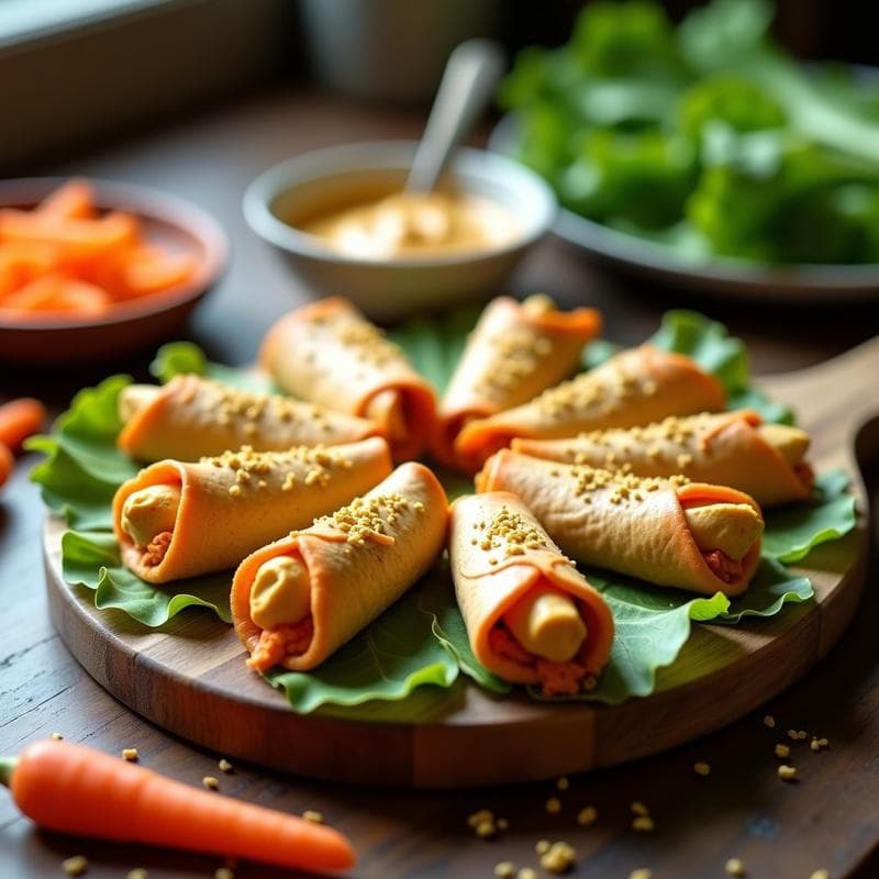 Rollitos de Lino y Semillas de Chía con Relleno de Hummus y Zanahoria: Snack Crudivegano