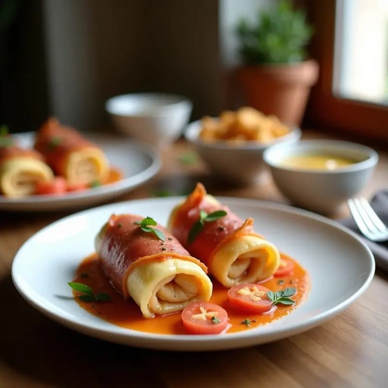 Rollitos de Litchi y Queso de Cabra con Jamón Ibérico: Aperitivo Chino-Español Fusion