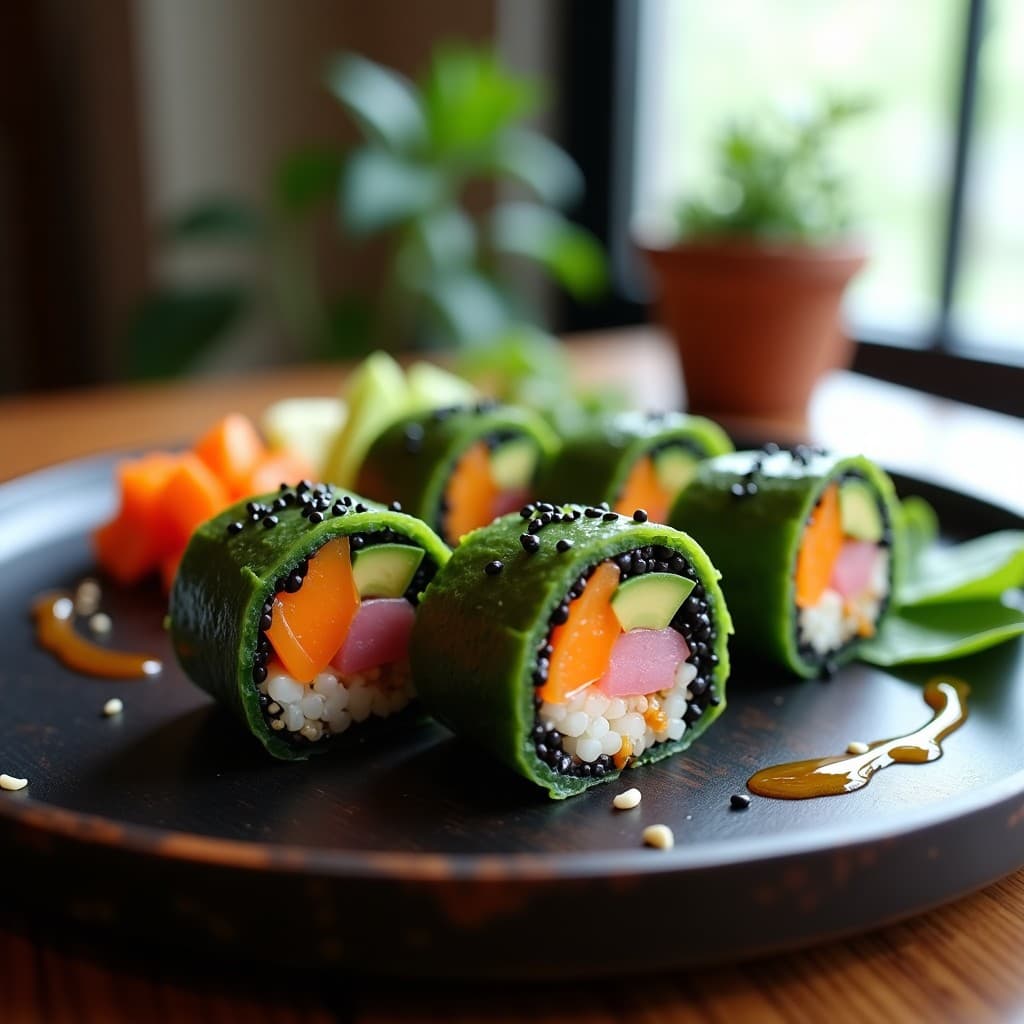 Rollitos de Nori con Arroz Salvaje y Vegetales Fermentados: Receta Japonesa Sin Gluten