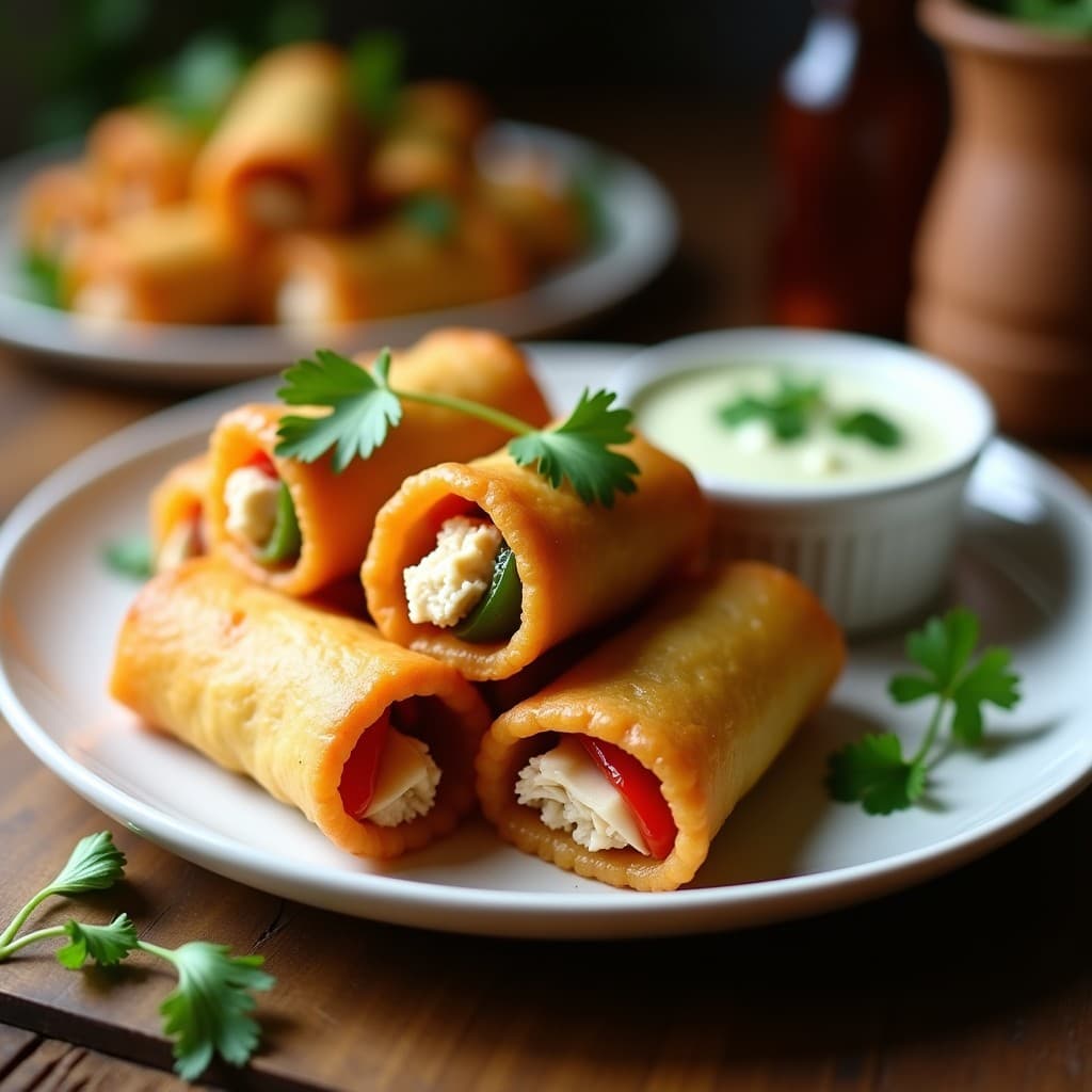 Rollitos de Pegajo (Masa de Yuca) Rellenos de Pollo Desmenuzado y Pimientos: Receta Venezolana en Airfryer