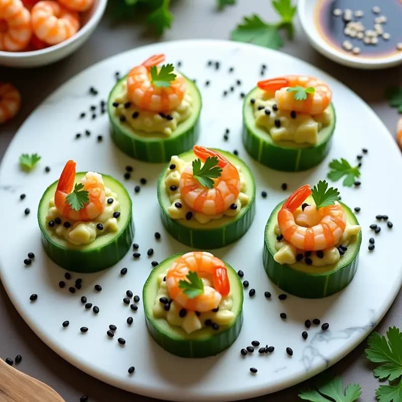 Rollitos de Pepino con Relleno de Aguacate y Gambas: Aperitivo Keto y Fresco