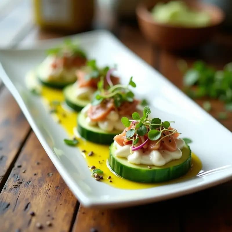 Rollitos de Pepino con Relleno de Atún, Aguacate y Microvegetales: Entrante Fresco y Sin Carbohidratos
