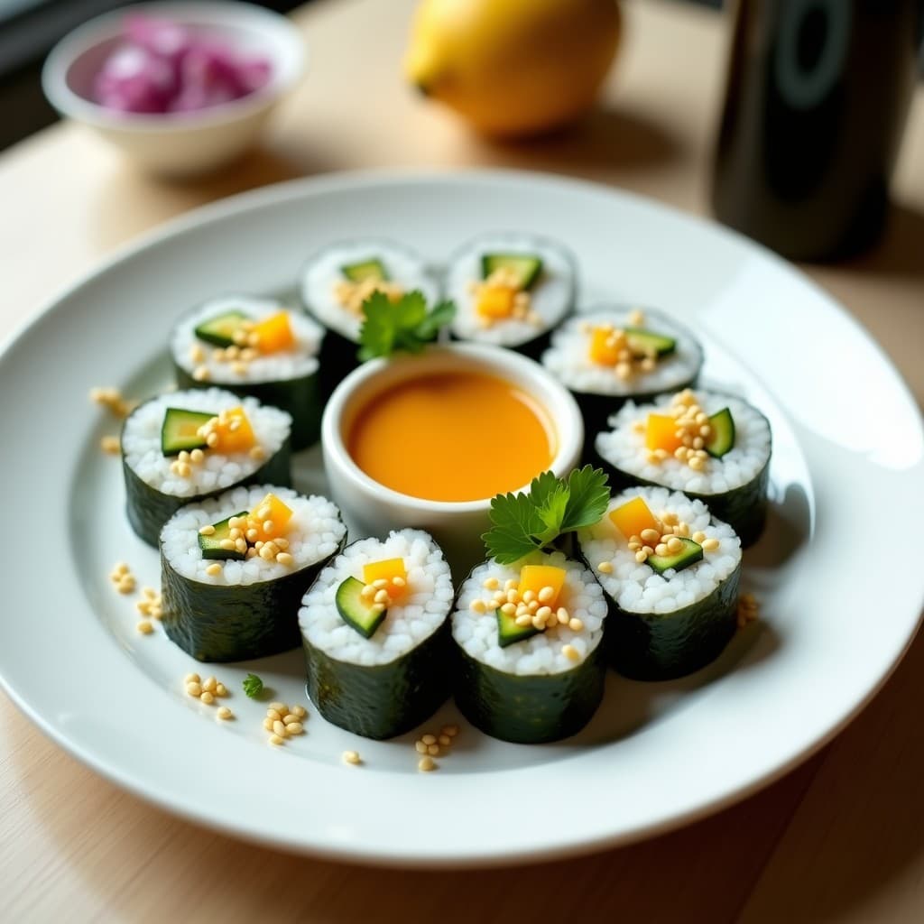 Rollitos de Pescado Blanco y Hoja de Nori con Salsa de Mango y Lima: Entrante Peruano-Japonés Crujiente