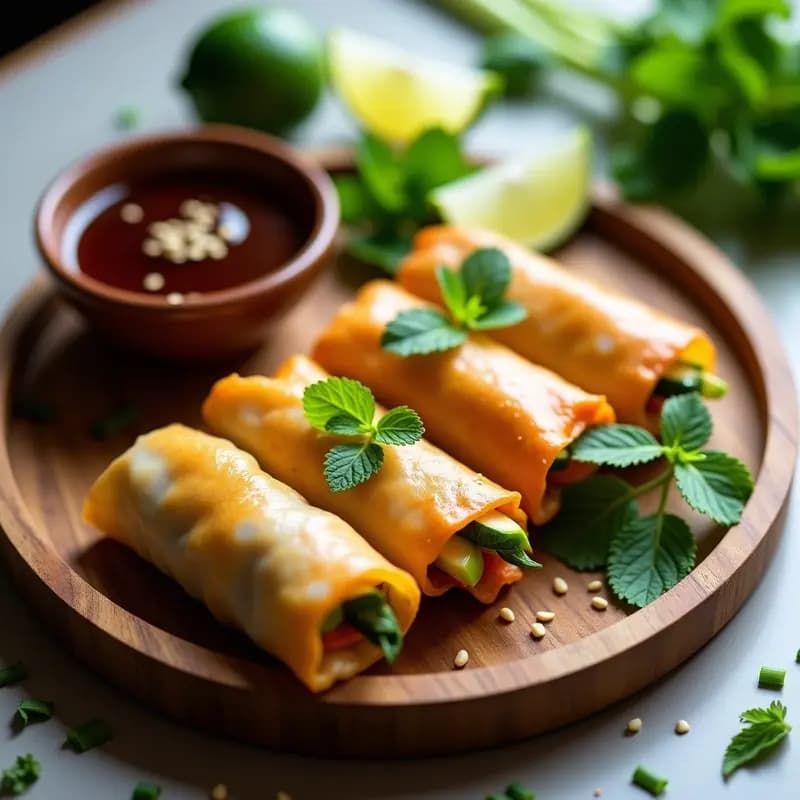 Rollitos de Primavera de Calabacín y Zanahoria con Salsa Hoisin: Receta Vietnamita Keto en Airfryer