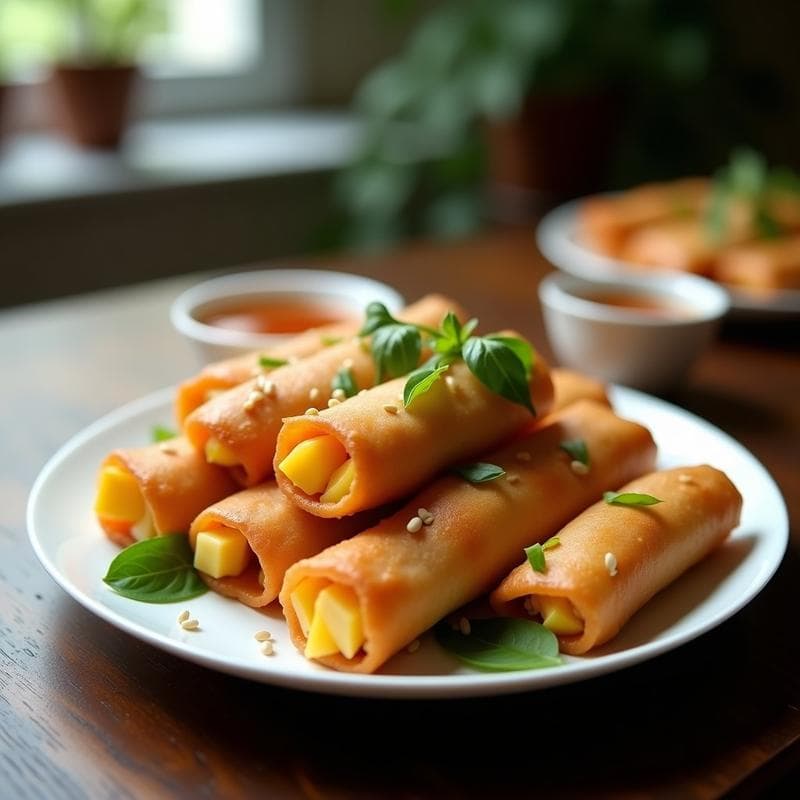 Rollitos de Primavera de Camarón y Mango: Receta China en Airfryer Sin Freír en 25 Minutos