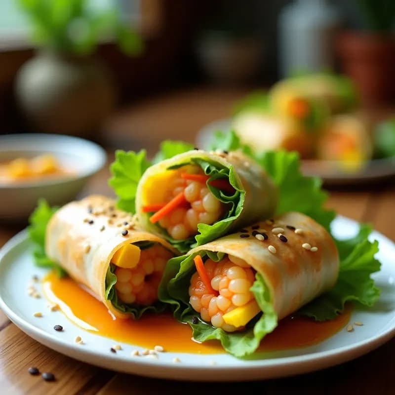 Rollitos de Primavera de Camarones y Mango: Entrante Tailandés Crujiente y Dulce