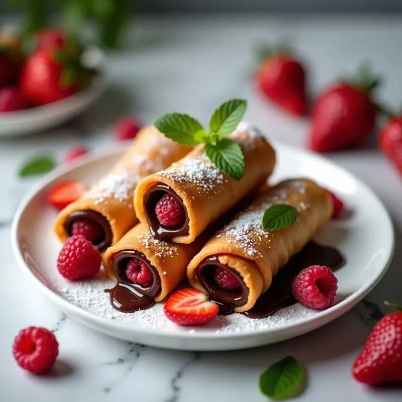 Rollitos de Primavera de Chocolate y Frutos Rojos: Postre Chino con Toque Gourmet