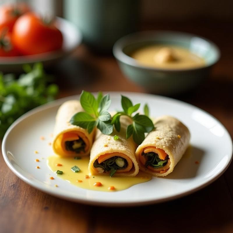 Rollitos de Primavera de Col Morada y Zanahoria: Receta Crudivegana con Salsa de Tahini