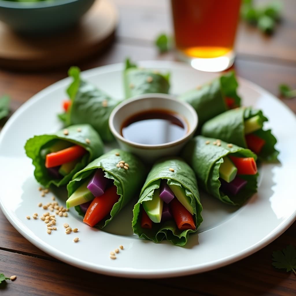 Rollitos de Primavera de Col Rizada y Zoranahoria: Receta Crudivegana con Salsa de Tamari