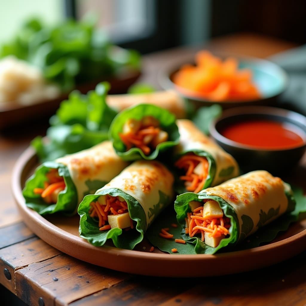 Rollitos de Primavera con Envoltura de Col Rizada y Relleno de Tofu: Receta China Sin Gluten