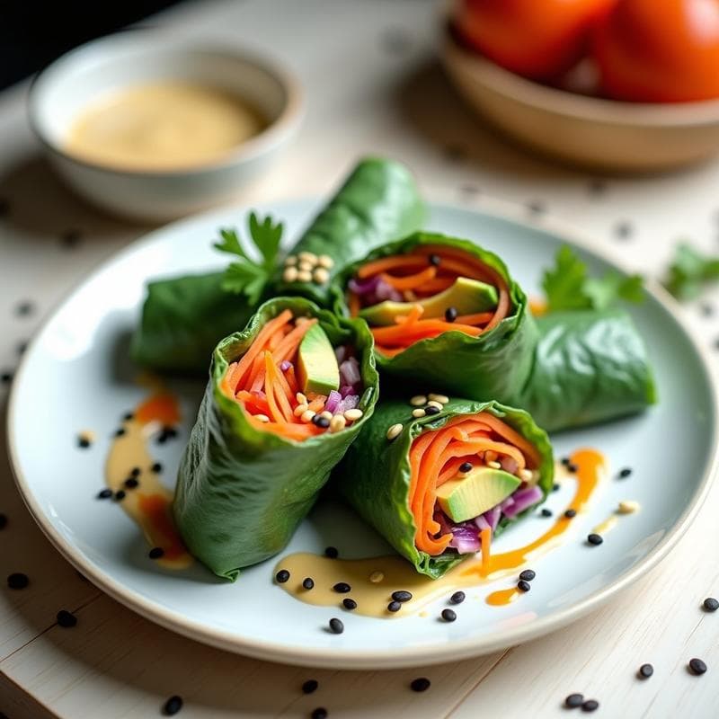 Rollitos de Primavera de Col Rizada y Zanahoria: Receta Vegana Crunchy sin Freír en 20 Minutos
