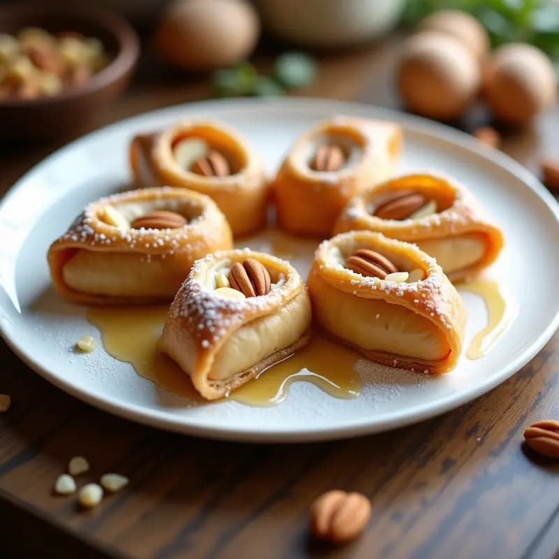 Rollitos de Primavera de Postre con Crema de Vainilla y Frutos Secos: Entrante Chino Dulce