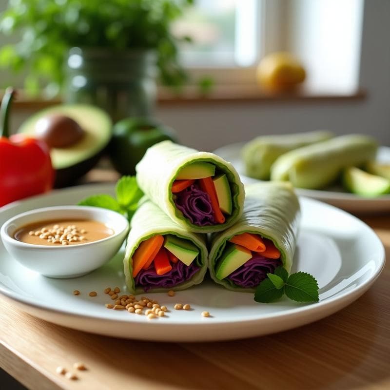 Rollitos de Primavera Crudiveganos con Salsa de Cacahuete: Receta Fresca y Sin Cocción
