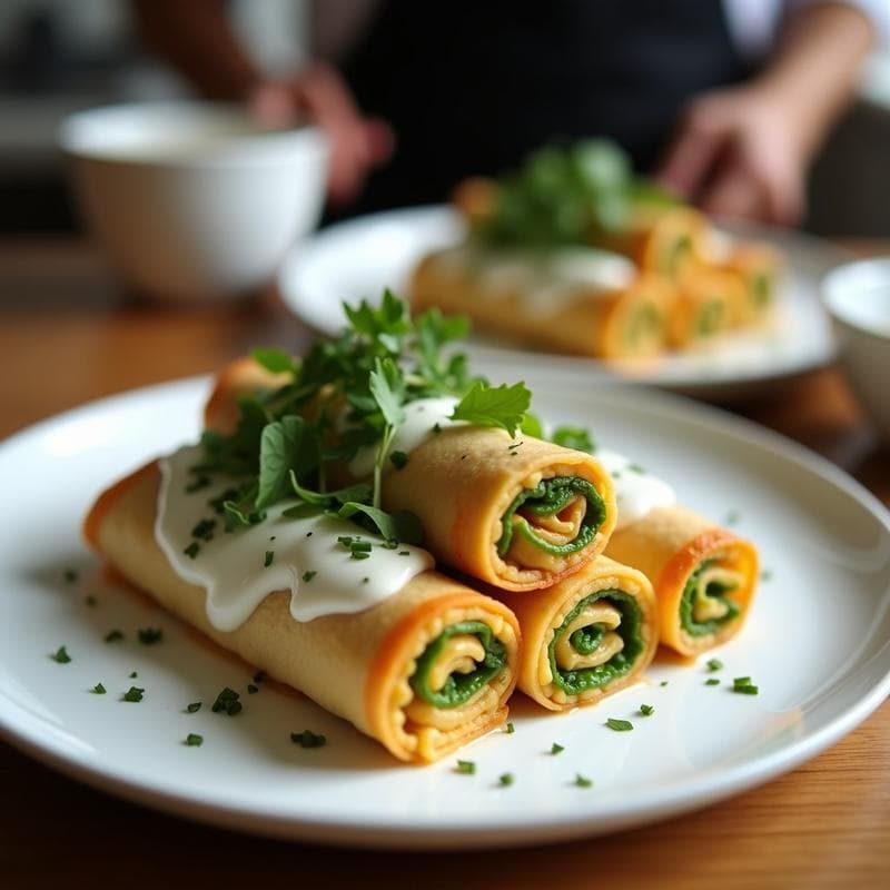 Rollitos de Primavera con Eneldo y Yogur de Soja: Receta Vegana al Vapor Sin Freír