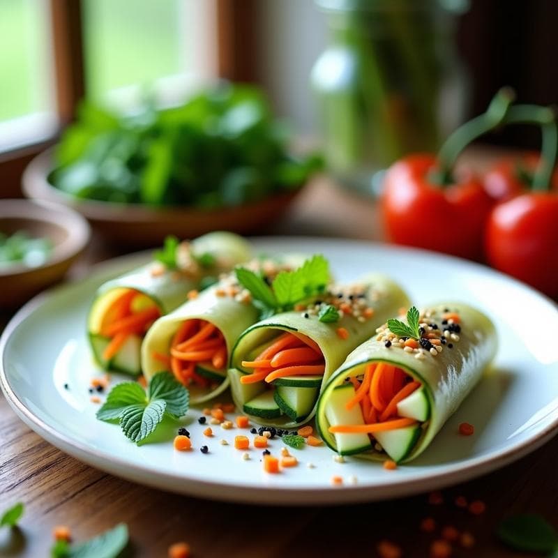 Rollitos de Primavera con Fideos de Calabacín: Receta Vegana y Crudivegana