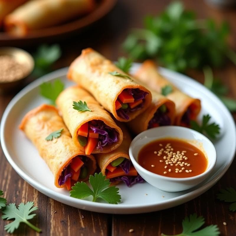 Rollitos de Primavera con Filloas de Garbanzo y Salsa de Tamarindo: Aperitivo Indio en Airfryer