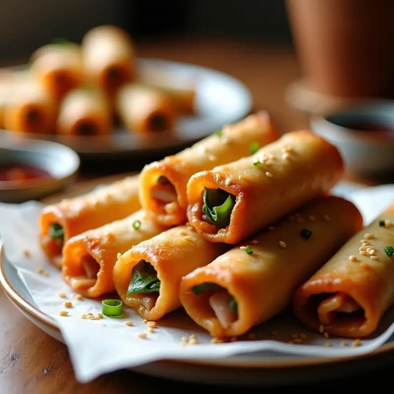 Rollitos de Primavera Fritos con Relleno de Cerdo y Verduras: Receta China Crujiente