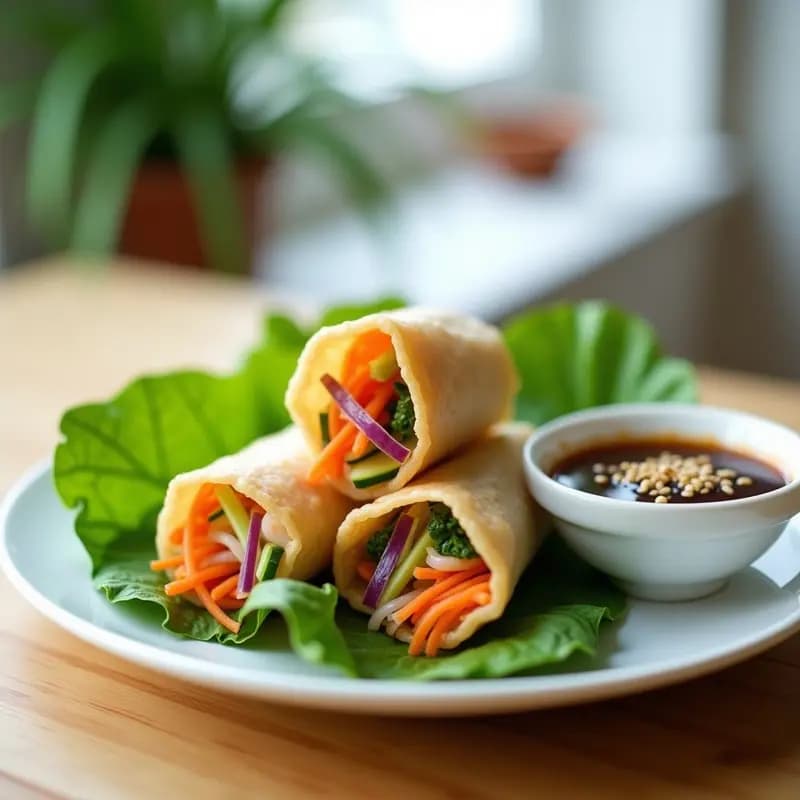 Rollitos de Primavera de Gambutas y Menta: Entrante Vietnamita Crujiente en Freidora