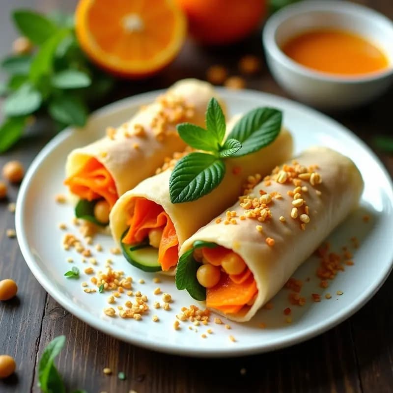 Rollitos de Primavera de Garbanzos y Clementinas: Entrante Crujiente con Toque Cítrico