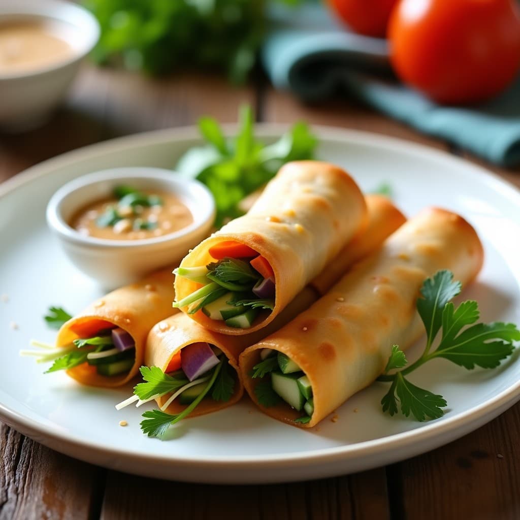 Rollitos de Primavera con Garbanzos Verdes y Salsa de Cacahuete: Receta Vietnamita Crujiente
