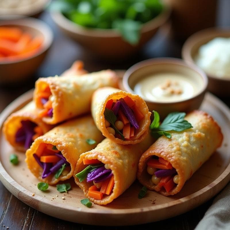 Rollitos de Primavera de Garbanzos y Verduras: Receta Vegana Sin Fritura