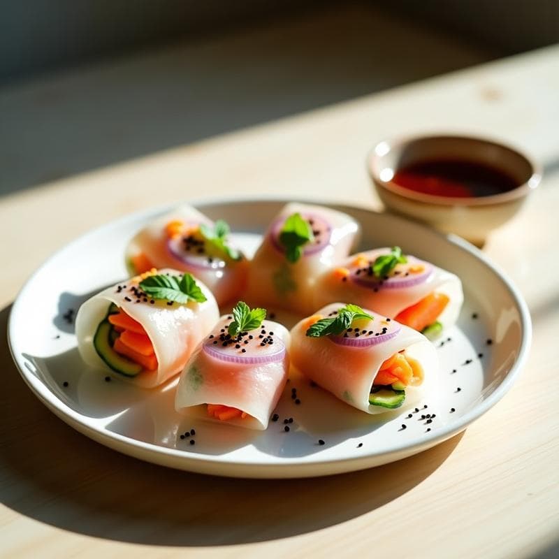 Rollitos de Primavera con Gelatina de Pomelo Rosa: Entrante Tailandés Crudivegano