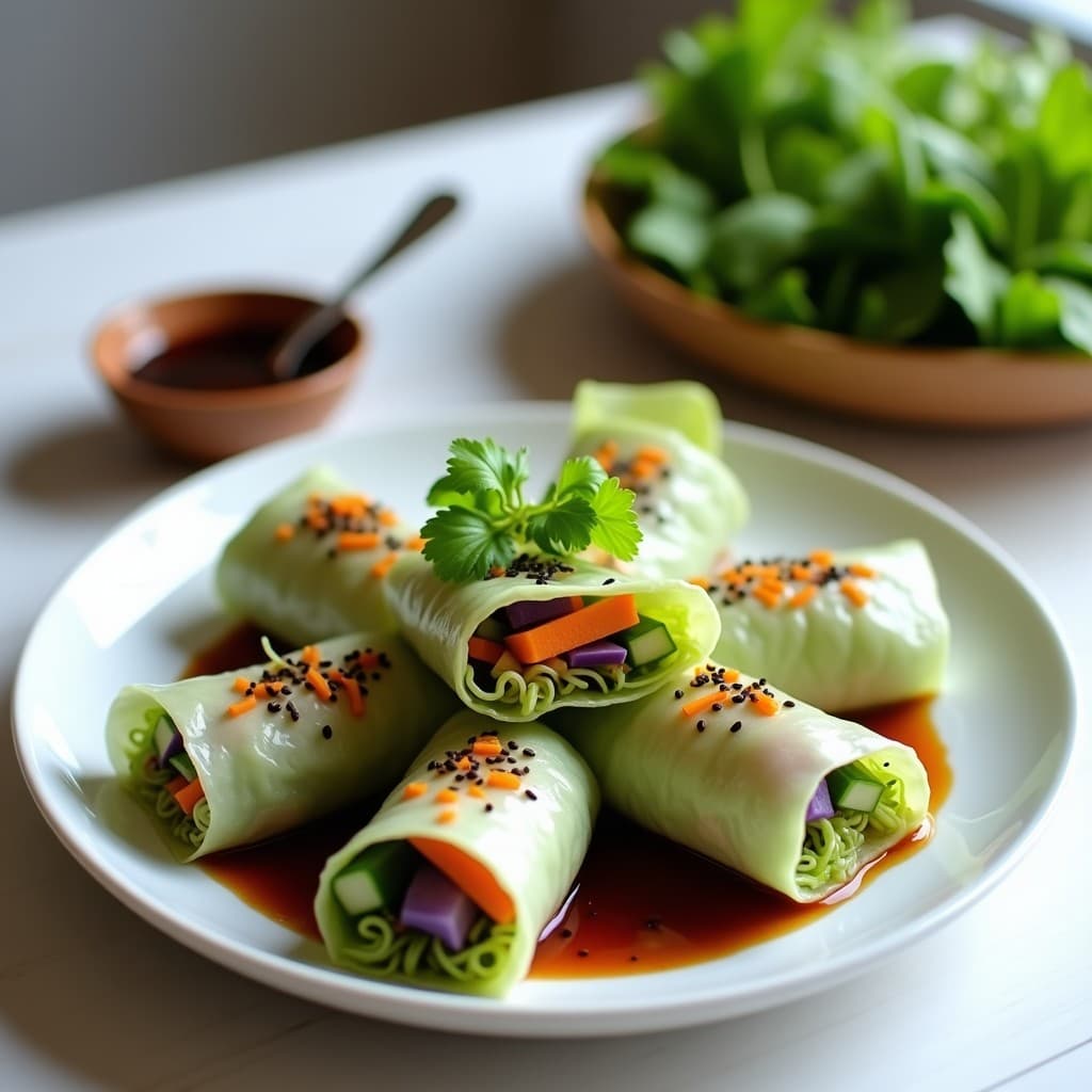 Rollitos de Primavera con Relleno de Germinados y Salsa de Tamari: Receta China Crudivegana