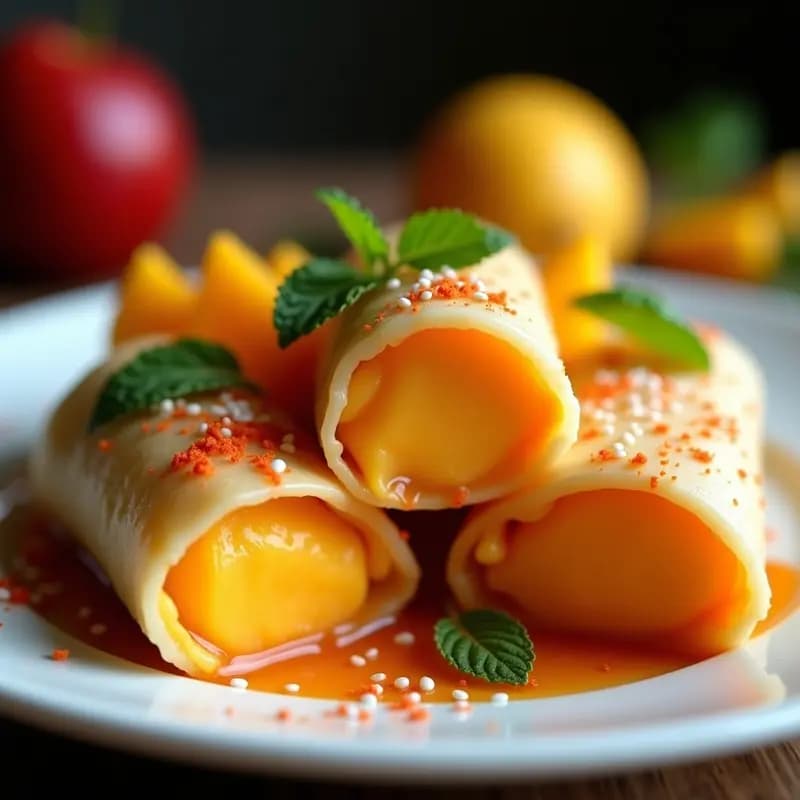 Rollitos de Primavera de Helado de Mango y Chili: Postre Congelado con Toque Picante