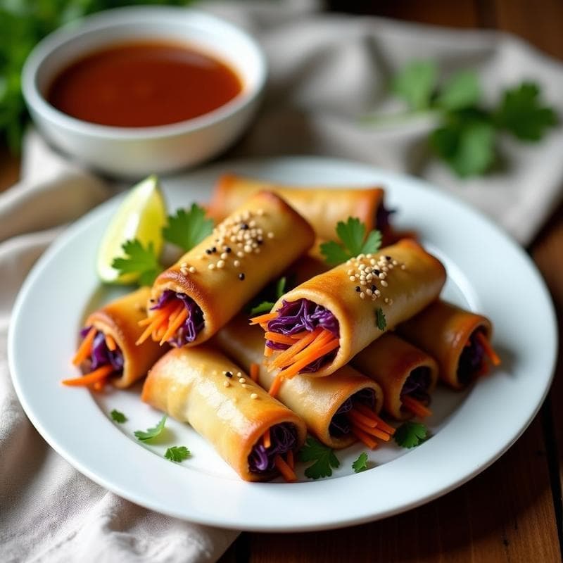 Rollitos de Primavera al Horno con Salsa de Tamarindo: Receta Vegana Crujiente y Sin Freír