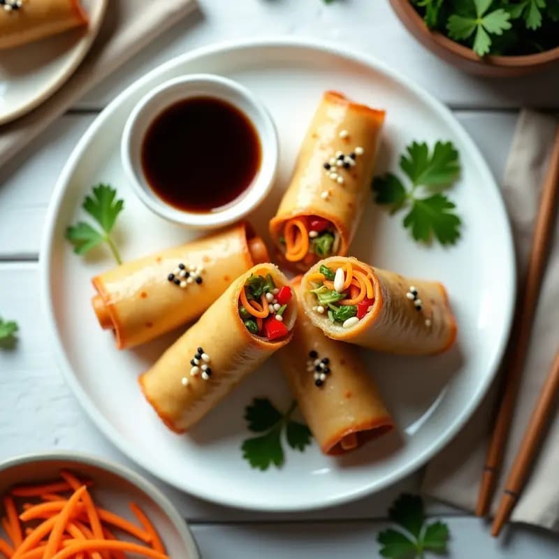 Rollitos de Primavera con Envoltura de Huevo y Relleno de Verduras Salteadas: Receta China Low-Carb