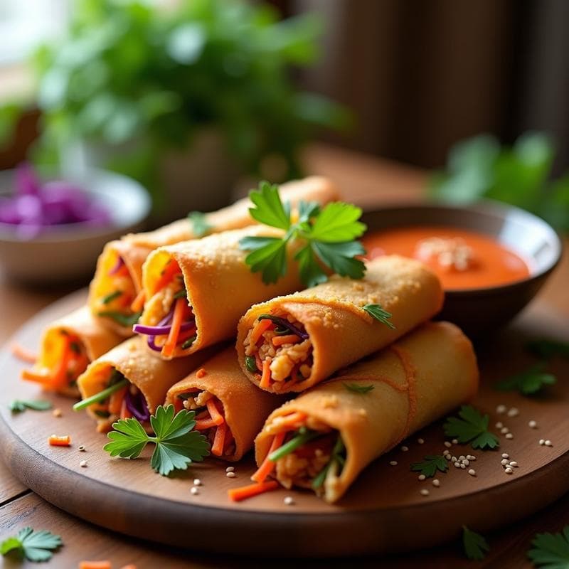 Rollitos de Primavera Veganizados con Jackfruit y Salsa Sriracha: Receta en Airfryer