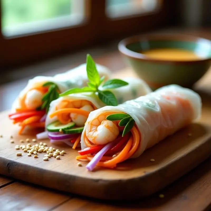 Rollitos de Primavera Vietnamitas con Langostinos y Hierba Luisa: Receta Crujiente y Fresca