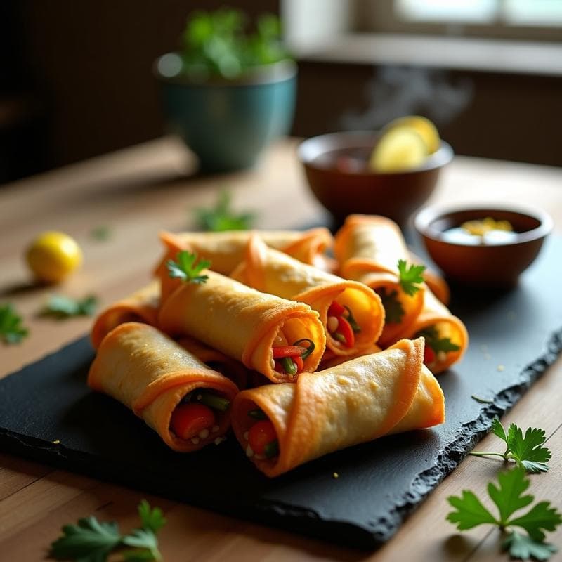 Rollitos de Primavera de Langostinos y Verduras con Salsa de Soja y Limón: Receta China en Airfryer