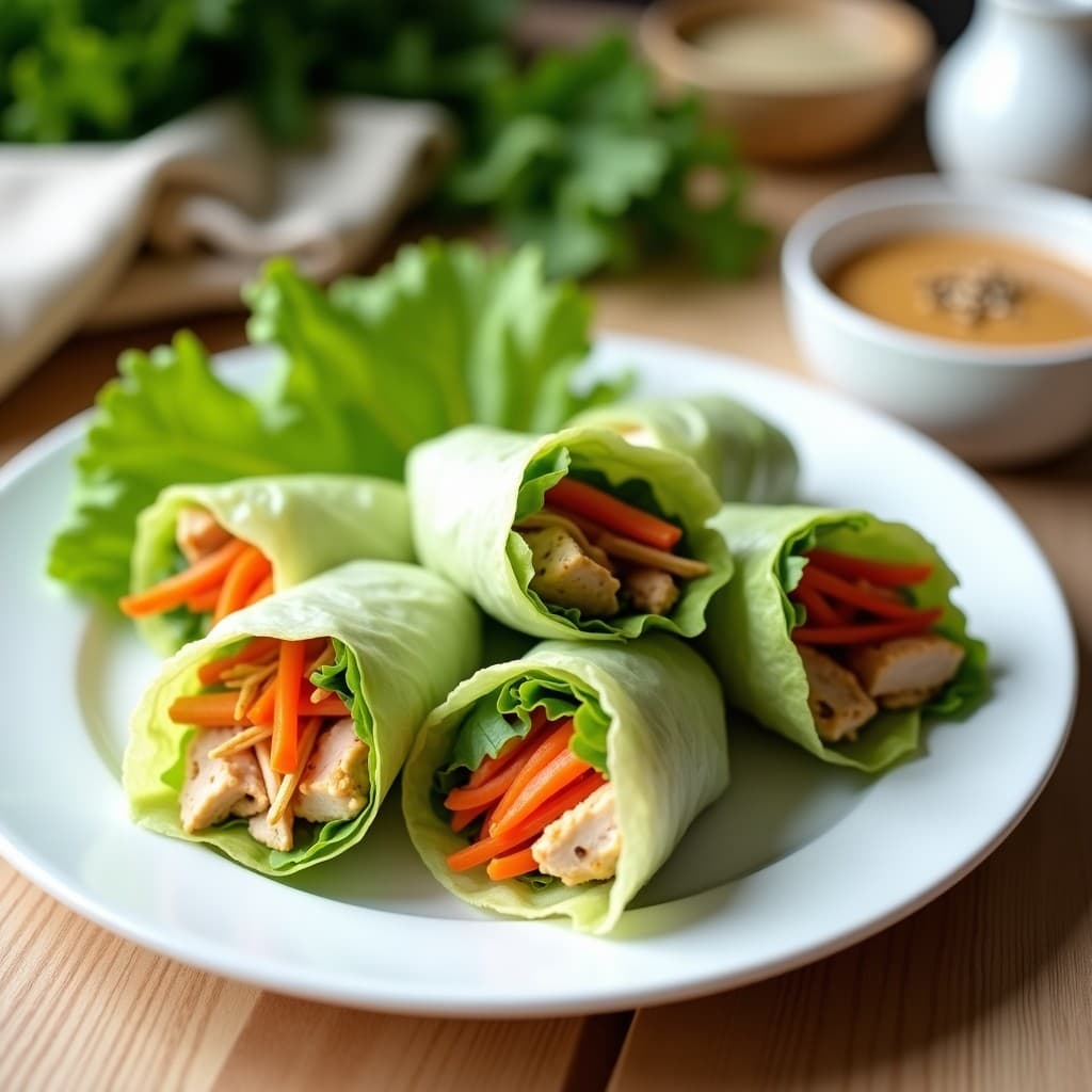 Rollitos de Primavera con Envoltura de Lechuga y Salsa de Cacahuete: Receta China Sin Gluten