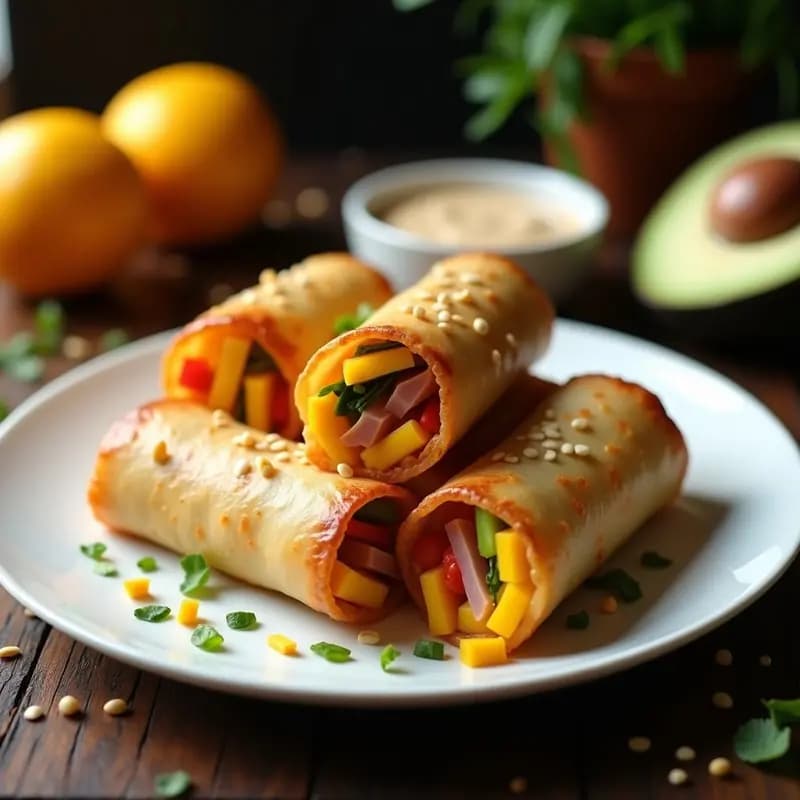 Rollitos de Primavera de Mango y Jamón York: Receta Fusion Crispy en Airfryer