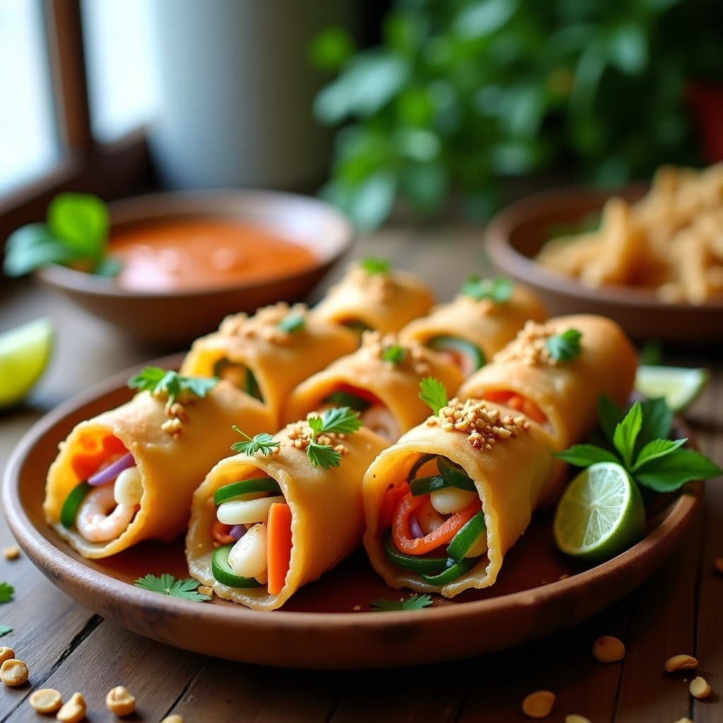 Rollitos de Primavera de Mariscos con Salsa de Chile y Lima: Receta Vietnamita en Airfryer
