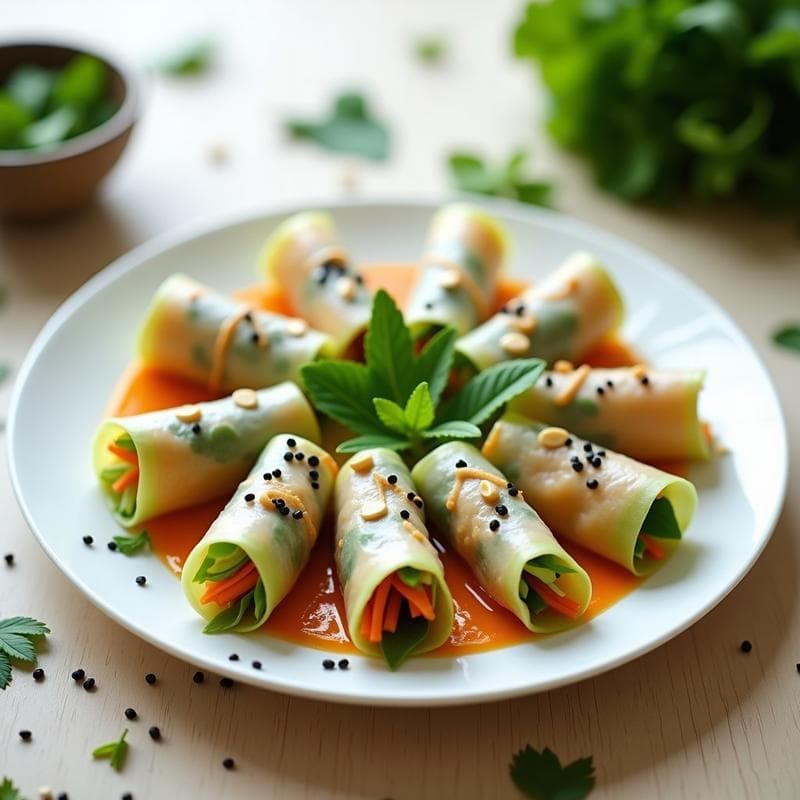 Rollitos de Primavera con Papaya Verde y Gamas: Receta Vietnamita Crujiente en 20 Minutos