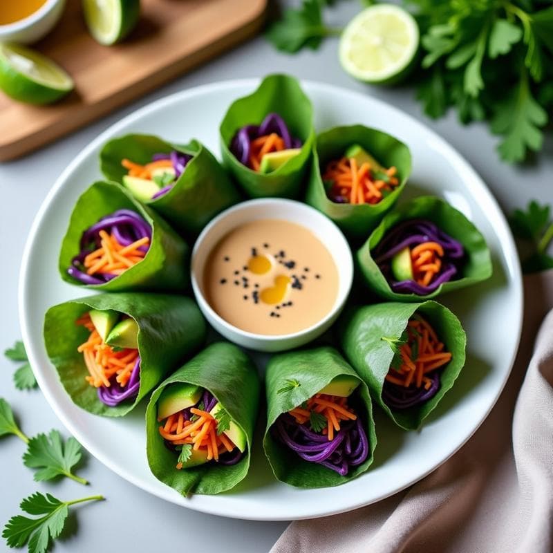 Rollitos de Primavera con Papel de Arroz de Espirulina: Aperitivo Vegano y Crujiente