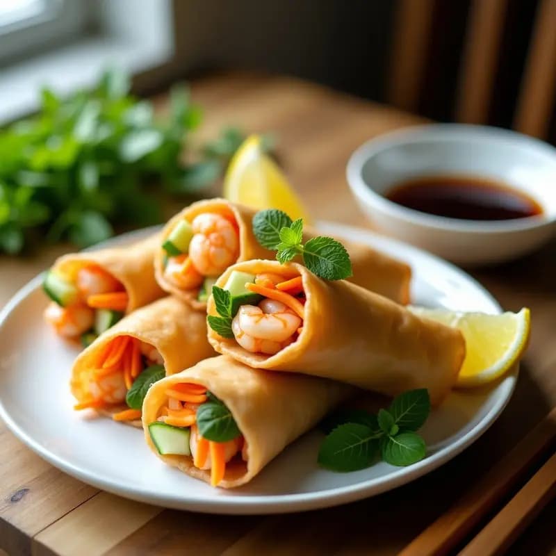Rollitos de Primavera con Papel de Arroz y Gambas: Receta Vietnamita en Airfryer Sin Freír