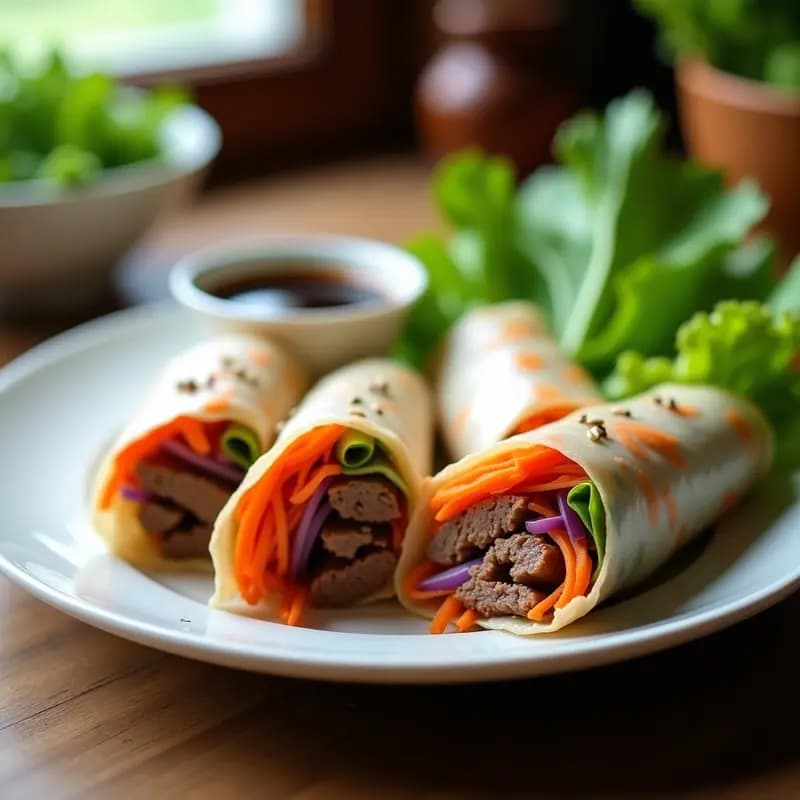 Rollitos de Primavera con Papel de Arroz y Relleno de Ternera y Verduras: Receta China Sin Gluten
