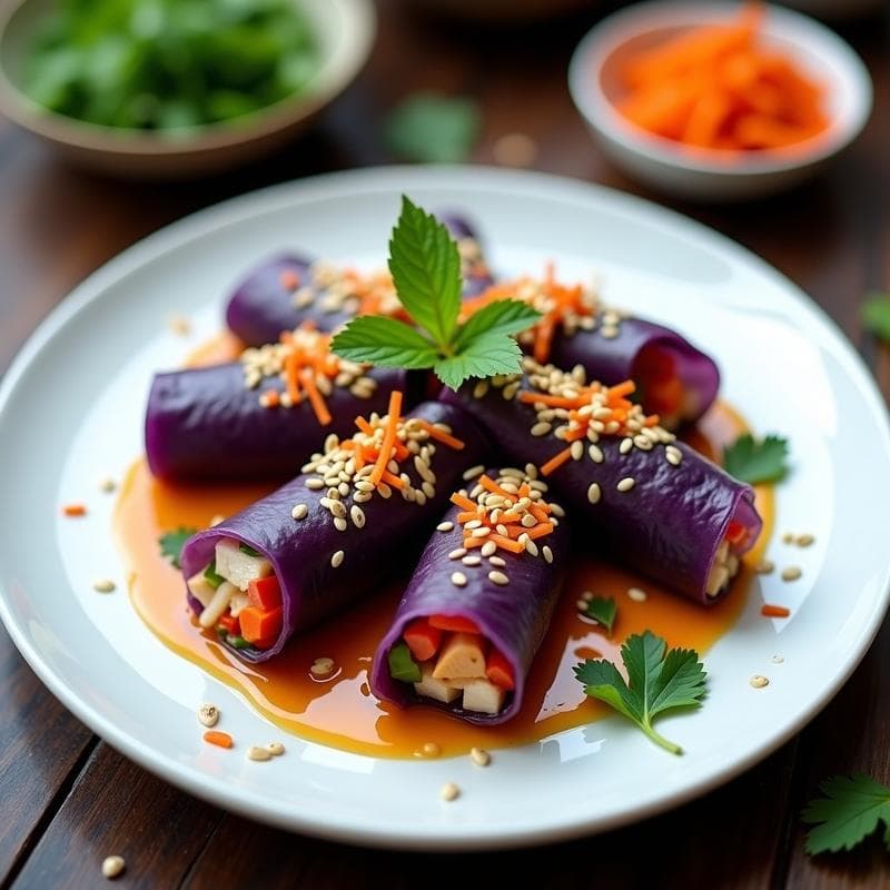 Rollitos de Primavera con Repollo Morado y Pollo Ternera: Receta Tailandesa Ligera en Wok