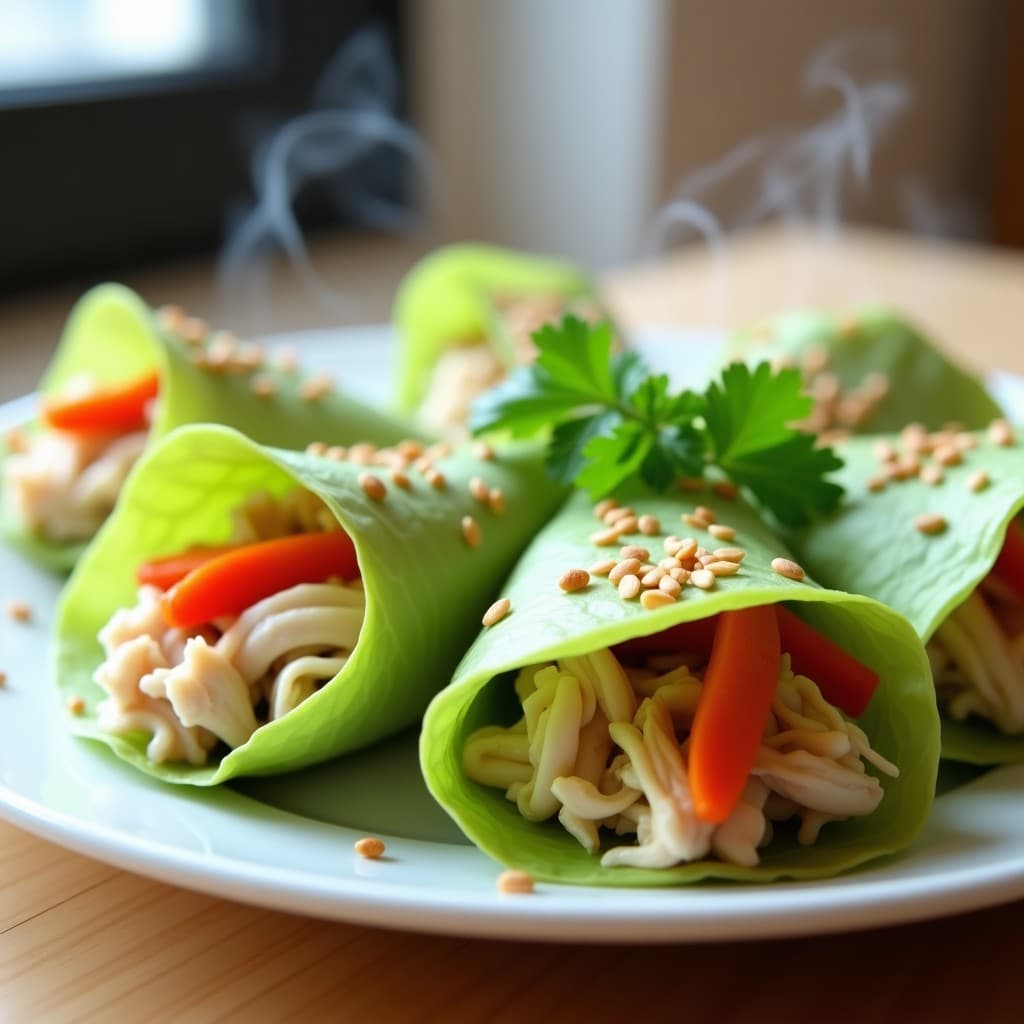 Rollitos de Primavera con Envoltura de Repollo y Relleno de Pollo: Receta China Light