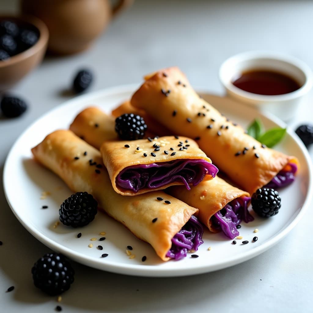 Rollitos de Primavera de Repollo y Zarzamora con Salsa de Tamari: Receta Vegana en Airfryer