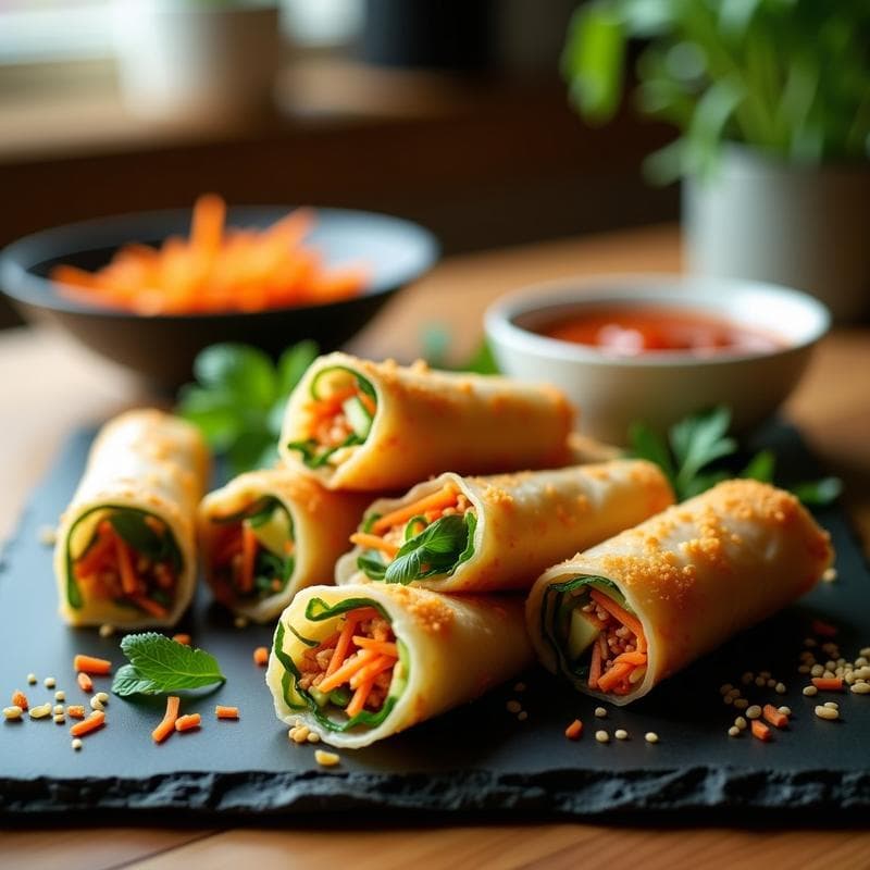 Rollitos de Primavera con Papel de Arroz y Relleno de Tempeh: Receta Vieta Keto en Airfryer