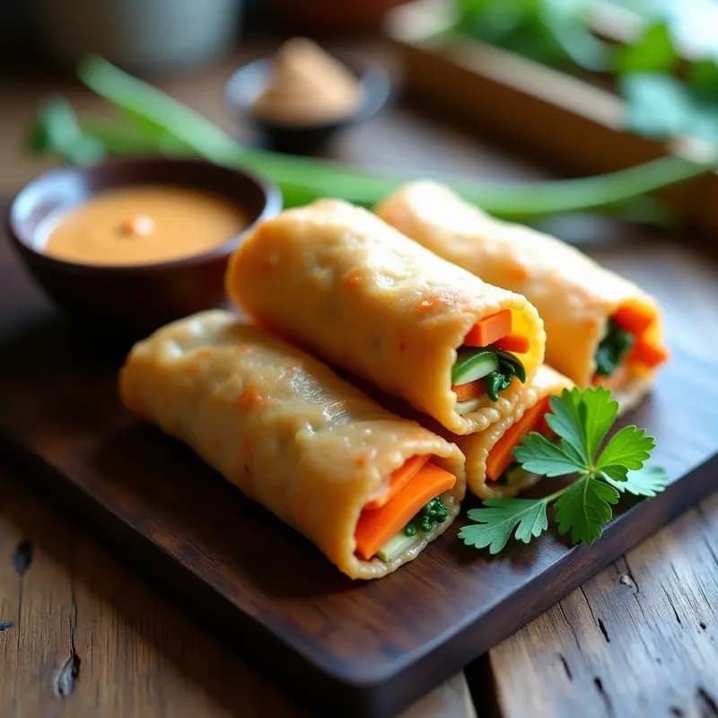 Rollitos de Primavera Tailandeses con Relleno de Tofu y Hoja de Limón Kaffir: Receta en Airfryer